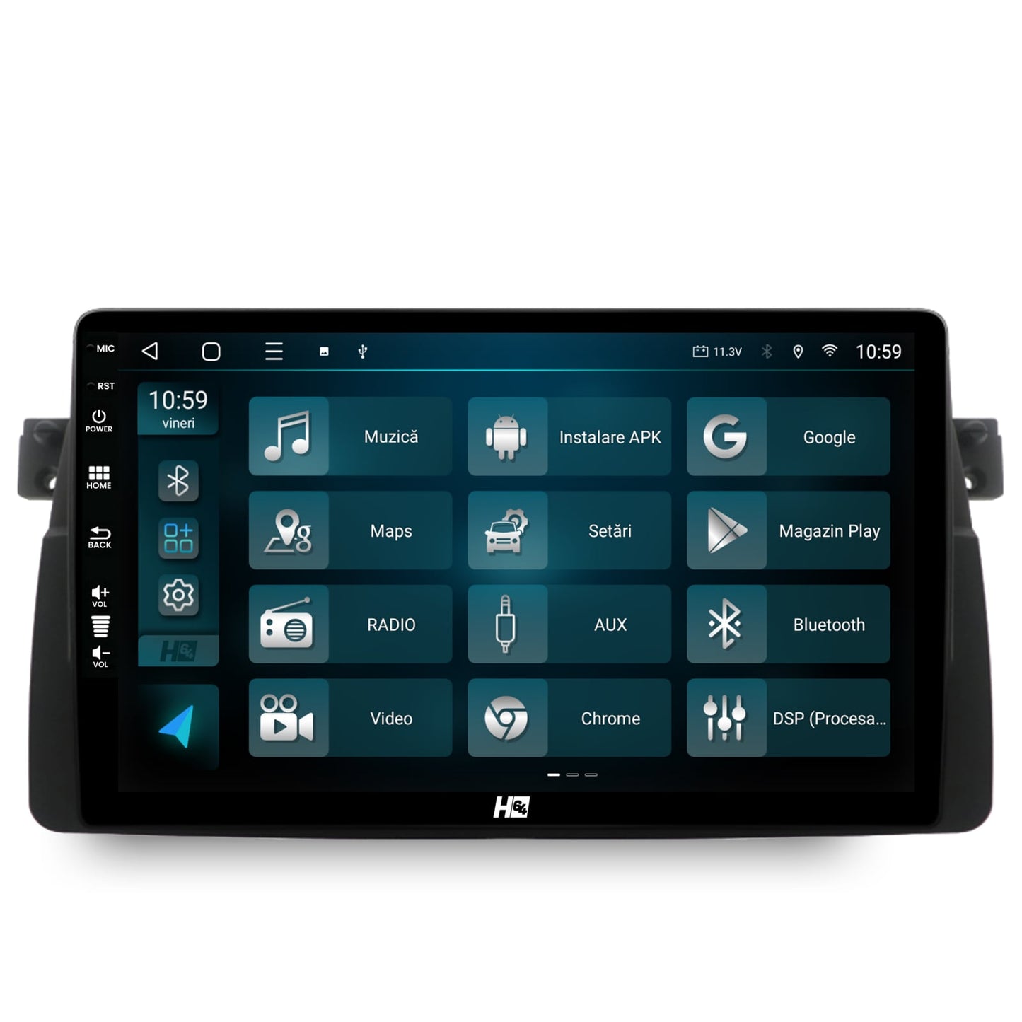 Navigatie HUB64 BMW E46, 4GB RAM, Android, Octacore, Slot Sim 4G, DSP, GPS, Wi-FI, Carplay, Android Auto, USB, Bluetooth, Waze, Touchscreen, 9 inch