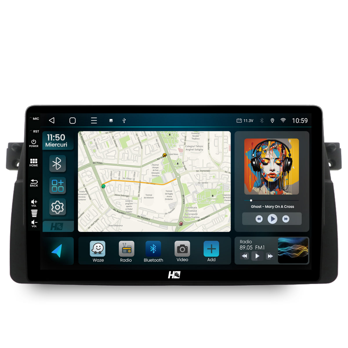 Navigatie HUB64 BMW E46, 4GB RAM, Android, Quadcore, DSP, GPS, Wi-FI, Carplay, Android Auto, USB, Bluetooth, Waze, Touchscreen, 9 inch