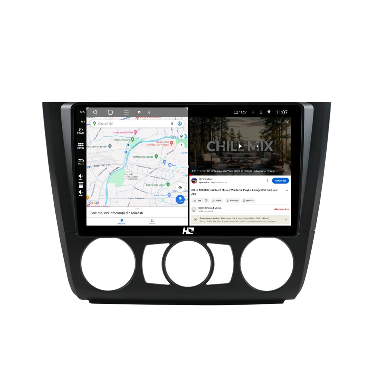Navigatie HUB64 BMW Seria 1 E87 (2007-2011), Clima Manuala, 4GB RAM, Android, Quadcore, DSP, GPS, Wi-FI, Carplay, Android Auto, USB, Bluetooth, Waze, Touchscreen, 9 inch