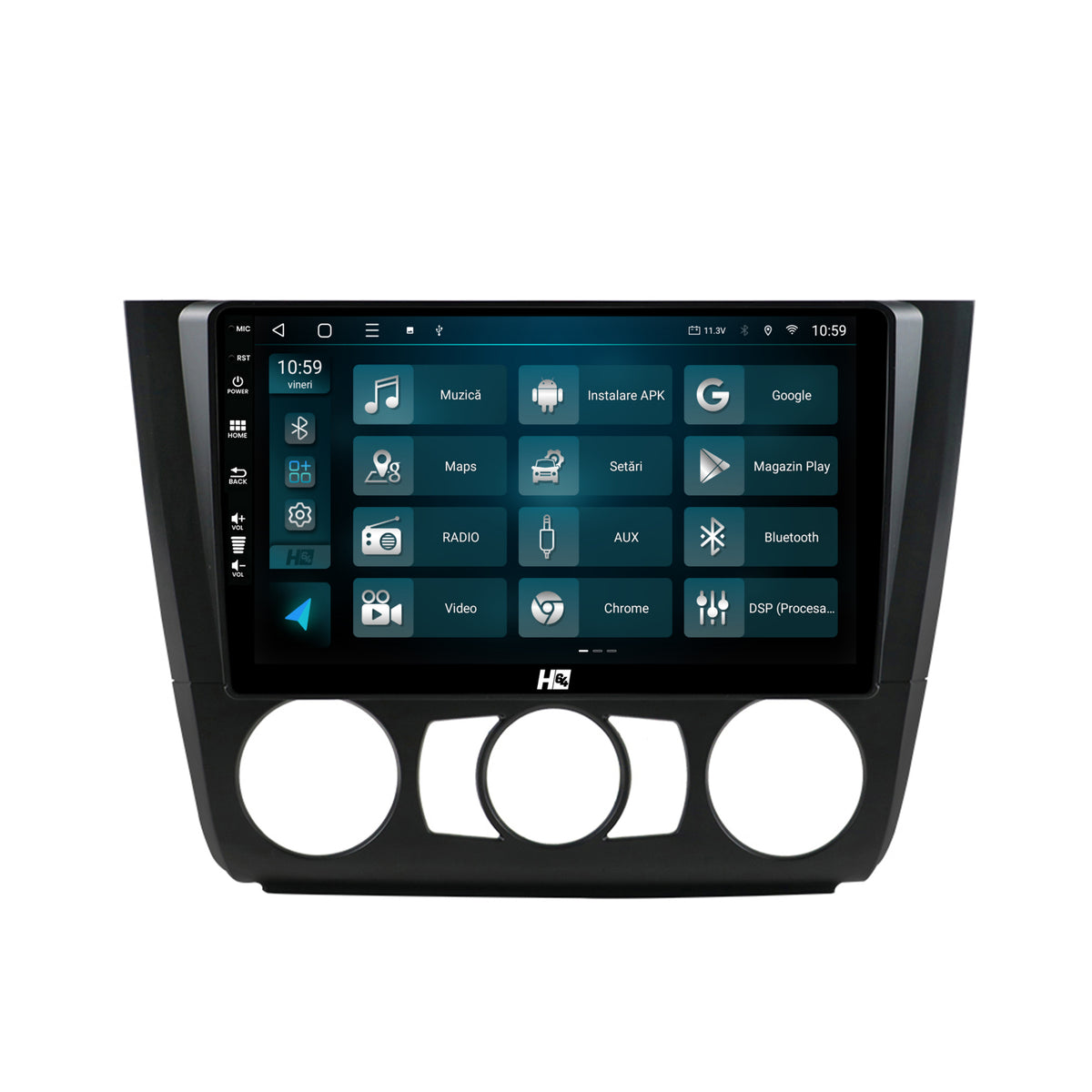 Navigatie HUB64 BMW Seria 1 E87 (2007-2011), Clima Manuala, 4GB RAM, Android, Octacore, Slot Sim 4G, DSP, GPS, Wi-FI, Carplay, Android Auto, USB, Bluetooth, Waze, Touchscreen, 9 inch