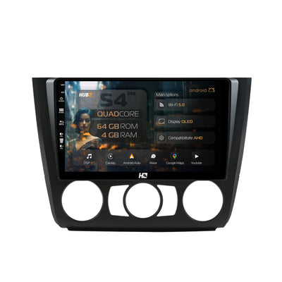 Navigatie HUB64 BMW Seria 1 E87 (2007-2011), Clima Manuala, 4GB RAM, Android, Quadcore, DSP, GPS, Wi-FI, Carplay, Android Auto, USB, Bluetooth, Waze, Touchscreen, 9 inch