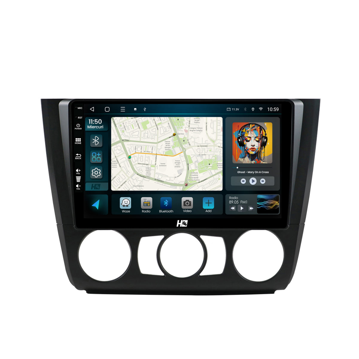 Navigatie HUB64 BMW Seria 1 E87 (2007-2011), Clima Manuala, Android, Octacore / 6GB RAM + 128GB ROM, 9 Inch - HB-649006+AD-BGRKIT398