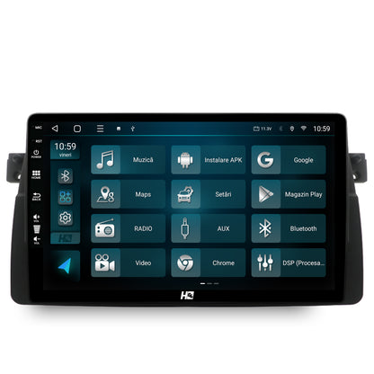 Navigatie HUB64 BMW Seria 3 E46/M3 , 6GB RAM, Android, Octacore, Slot Sim 4G, DSP, GPS, Wi-FI, Carplay, Android Auto, USB, Bluetooth, Waze, Touchscreen, 9 Inch
