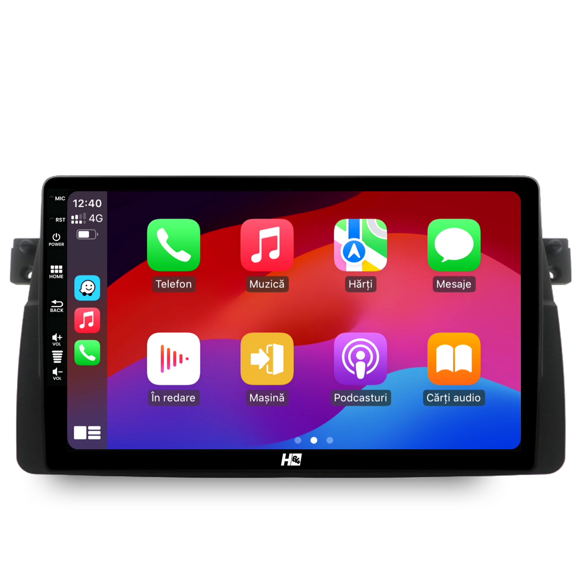 Navigatie HUB64 BMW Seria 3 E46/M3 , 6GB RAM, Android, Octacore, Slot Sim 4G, DSP, GPS, Wi-FI, Carplay, Android Auto, USB, Bluetooth, Waze, Touchscreen, 9 Inch