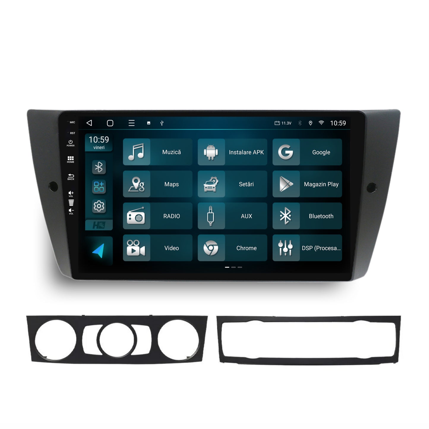 Navigatie HUB64 BMW Seria 3 E90, E91, E92, 4GB RAM, Android, Quadcore, DSP, GPS, Wi-FI, Carplay, Android Auto, USB, Bluetooth, Waze, Touchscreen, 9 inch