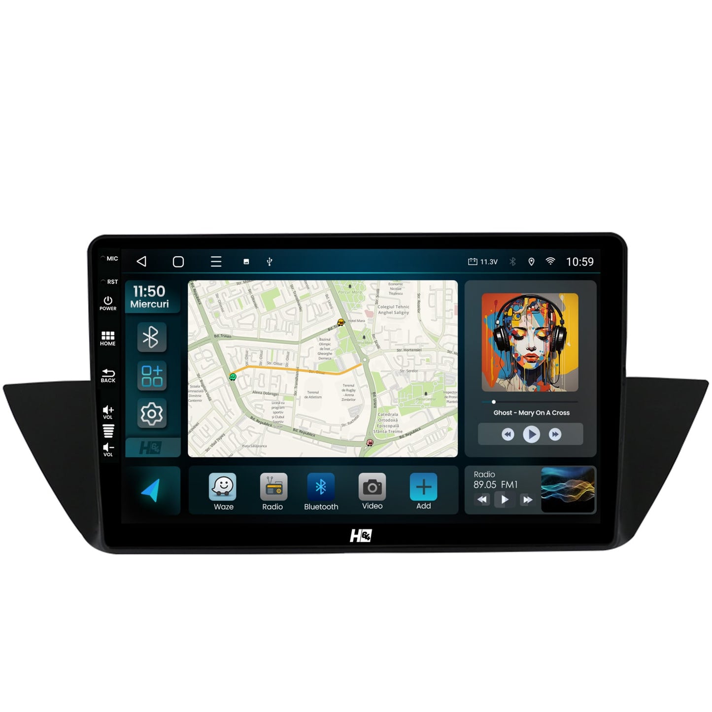 Navigatie HUB64 BMW X1 (2009-2015), 4GB RAM, Android, Quadcore, DSP, GPS, Wi-FI, Carplay, Android Auto, USB, Bluetooth, Waze, Touchscreen, 10.1 Inch