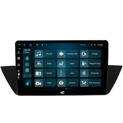 Navigatie HUB64 BMW X1 (2009-2015), 8GB RAM, Android, Octacore, Slot Sim 4G, DSP, GPS, Wi-FI, Carplay, Android Auto, USB, Bluetooth, Waze, Touchscreen, 10.1 Inch