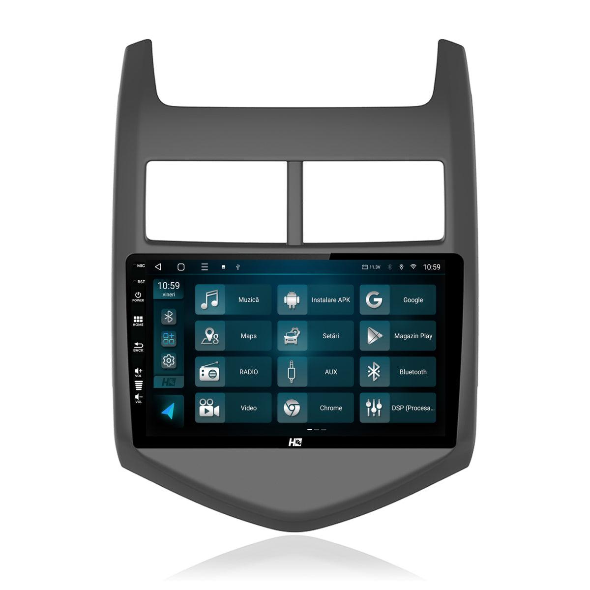 Navigatie HUB64 Chevrolet Aveo 2 (2010-2015), 8GB RAM, Android, Octacore, Slot Sim 4G, DSP, GPS, Wi-FI, Carplay, Android Auto, USB, Bluetooth, Waze, Touchscreen, 9 Inch
