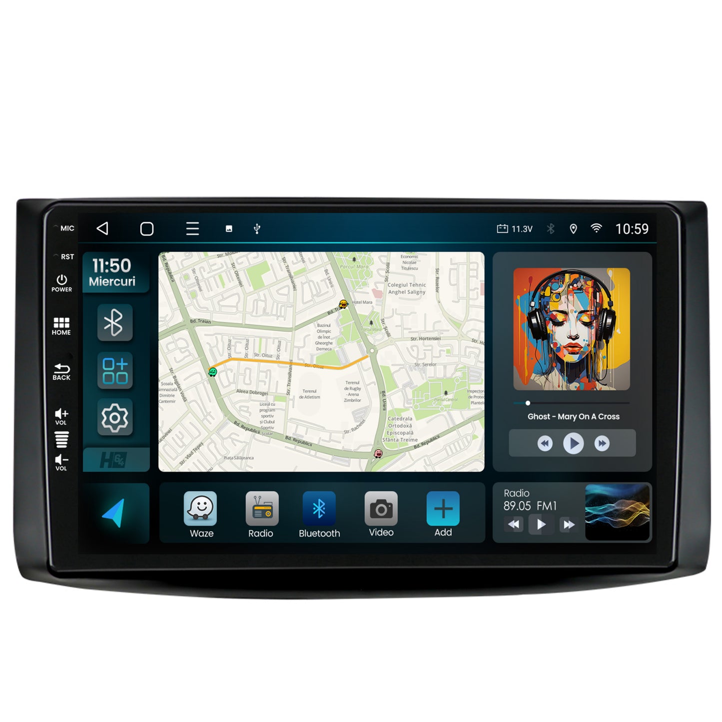 Navigatie HUB64 Chevrolet Aveo (2006-2012), 4GB RAM, Android, Quadcore, DSP, GPS, Wi-FI, Carplay, Android Auto, USB, Bluetooth, Waze, Touchscreen, 9 inch