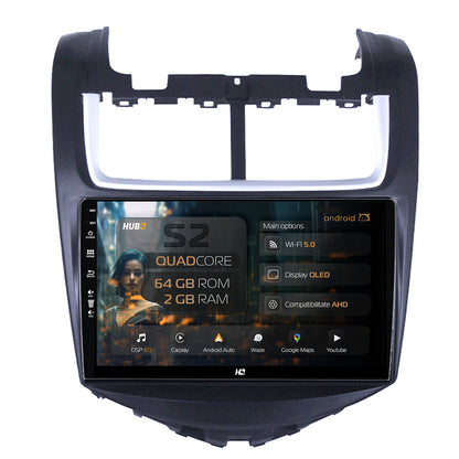 Navigatie HUB64 Chevrolet Aveo (2014-2017), 2GB RAM, Android, GPS, Wi-FI, Carplay, Android Auto, USB, Bluetooth, Radio, Waze, Touchscreen, 9 inch