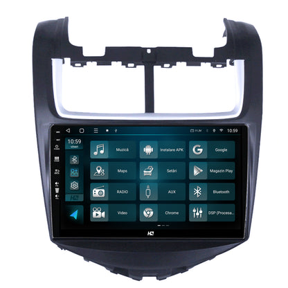 Navigatie HUB64 Chevrolet Aveo (2014-2017), 6GB RAM, Android, Octacore, Slot Sim 4G, DSP, GPS, Wi-FI, Carplay, Android Auto, USB, Bluetooth, Waze, Touchscreen, 9 Inch