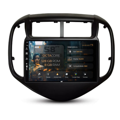 Navigatie HUB64 Chevrolet Aveo (2016-2021), 8GB RAM, Android, Octacore, Slot Sim 4G, DSP, GPS, Wi-FI, Carplay, Android Auto, USB, Bluetooth, Waze, Touchscreen, 9 Inch