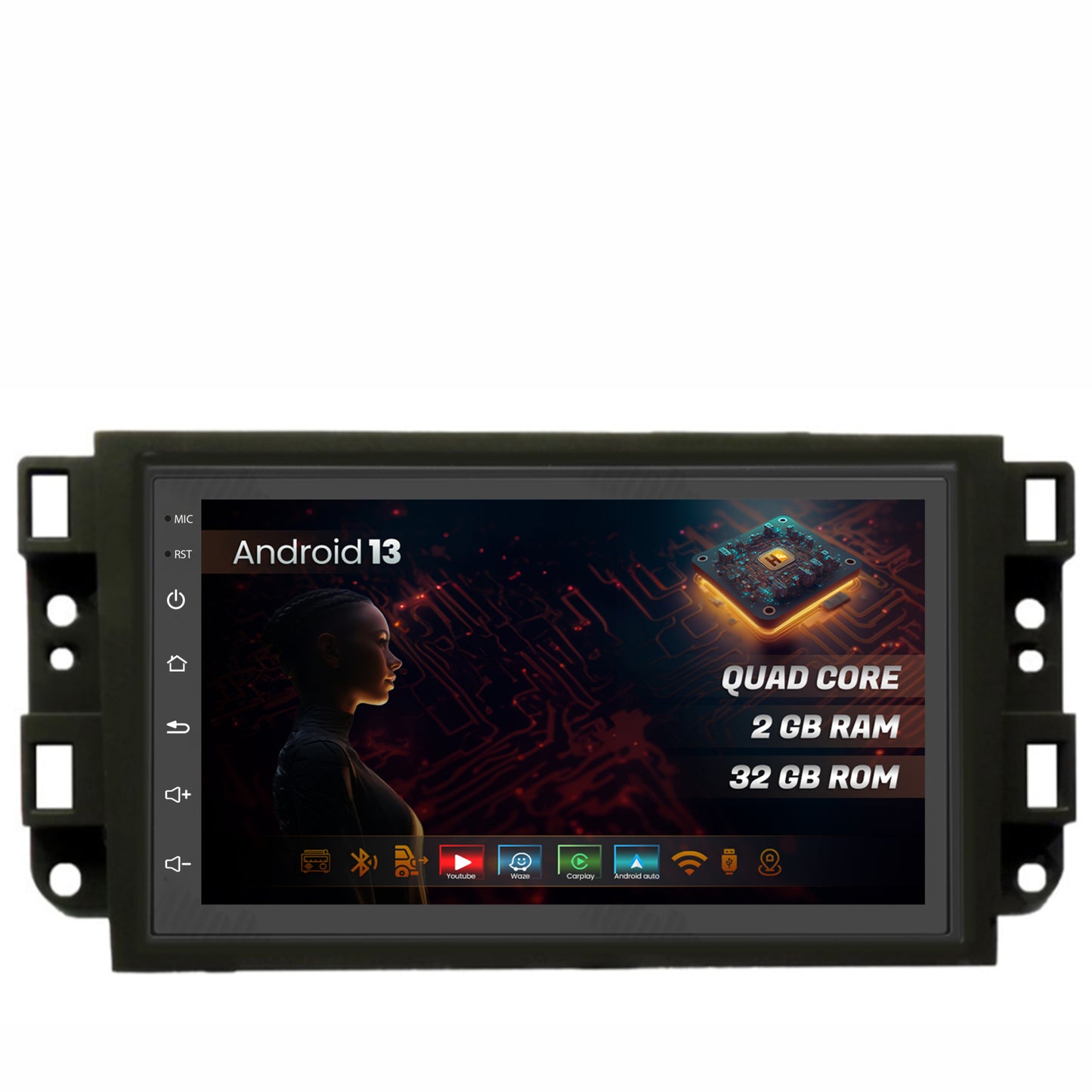 Navigatie HUB64 Chevrolet Aveo / Captiva / Epica (2006-2011), Android, P-Quadcore / 2GB RAM + 32GB ROM, 7 Inch - HB64-1002+AD-BGRCH0092DIN