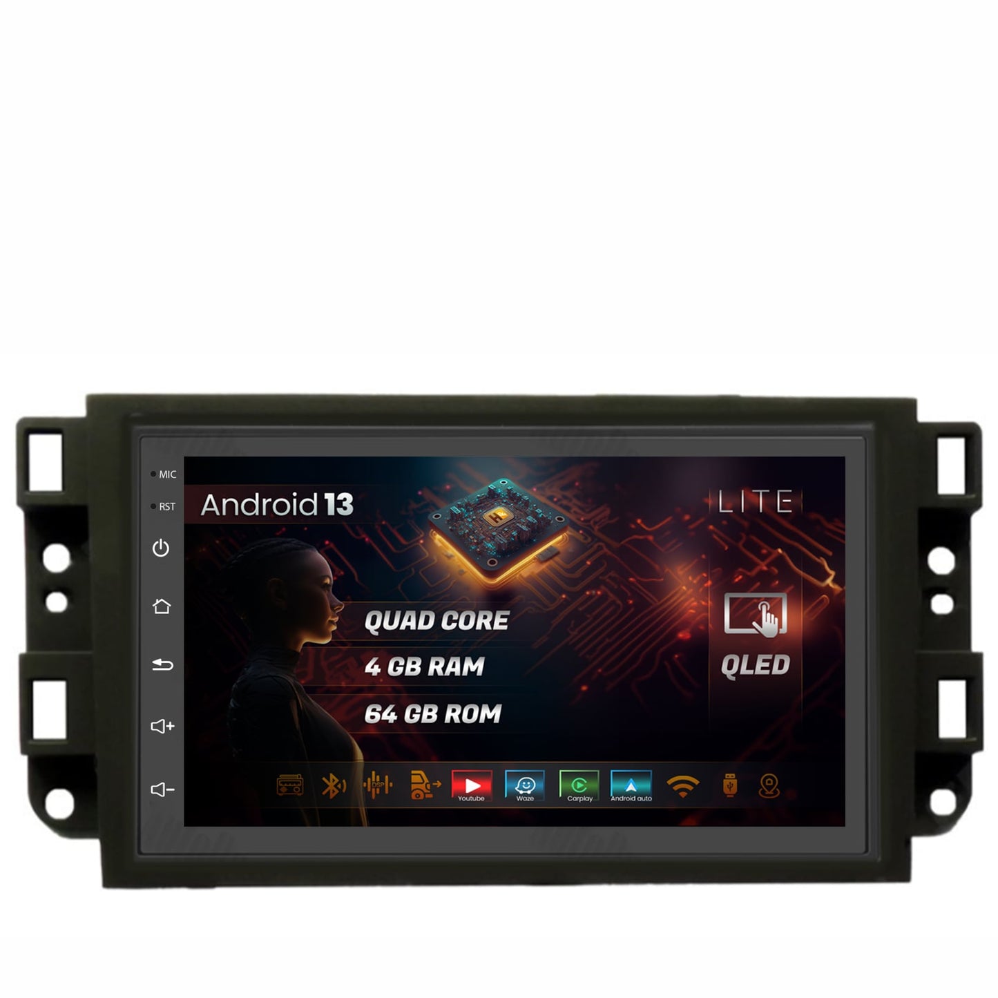Navigatie HUB64 Chevrolet Aveo / Captiva / Epica (2006-2011), 4GB RAM, Android, Quadcore, DSP, GPS, Wi-FI, Carplay, Android Auto, USB, Bluetooth, Waze, Touchscreen, 7 inch