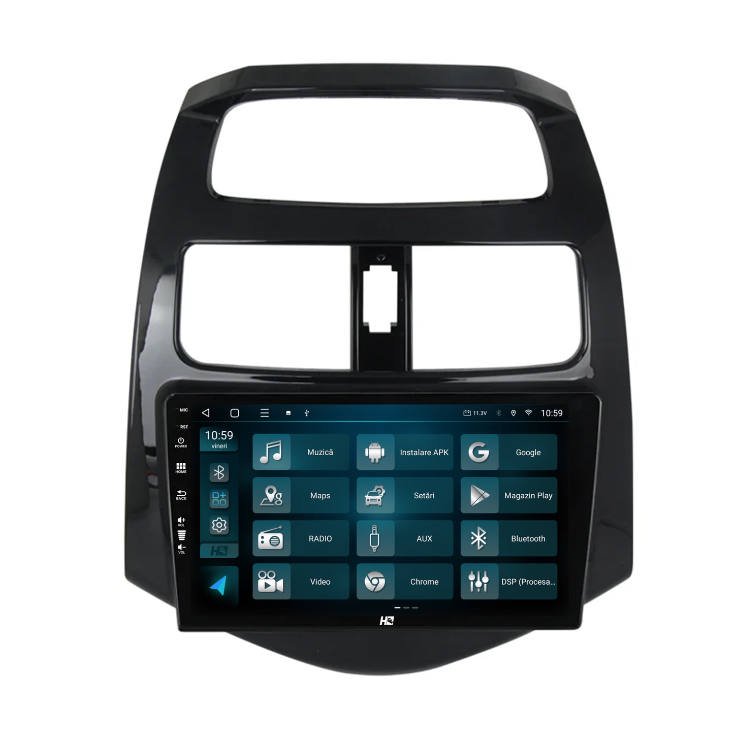 Navigatie HUB64 Daewoo Matiz / Chevrolet Spark (2010-2014), 6GB RAM, Android, Octacore, Slot Sim 4G, DSP, GPS, Wi-FI, Carplay, Android Auto, USB, Bluetooth, Waze, Touchscreen, 9 Inch