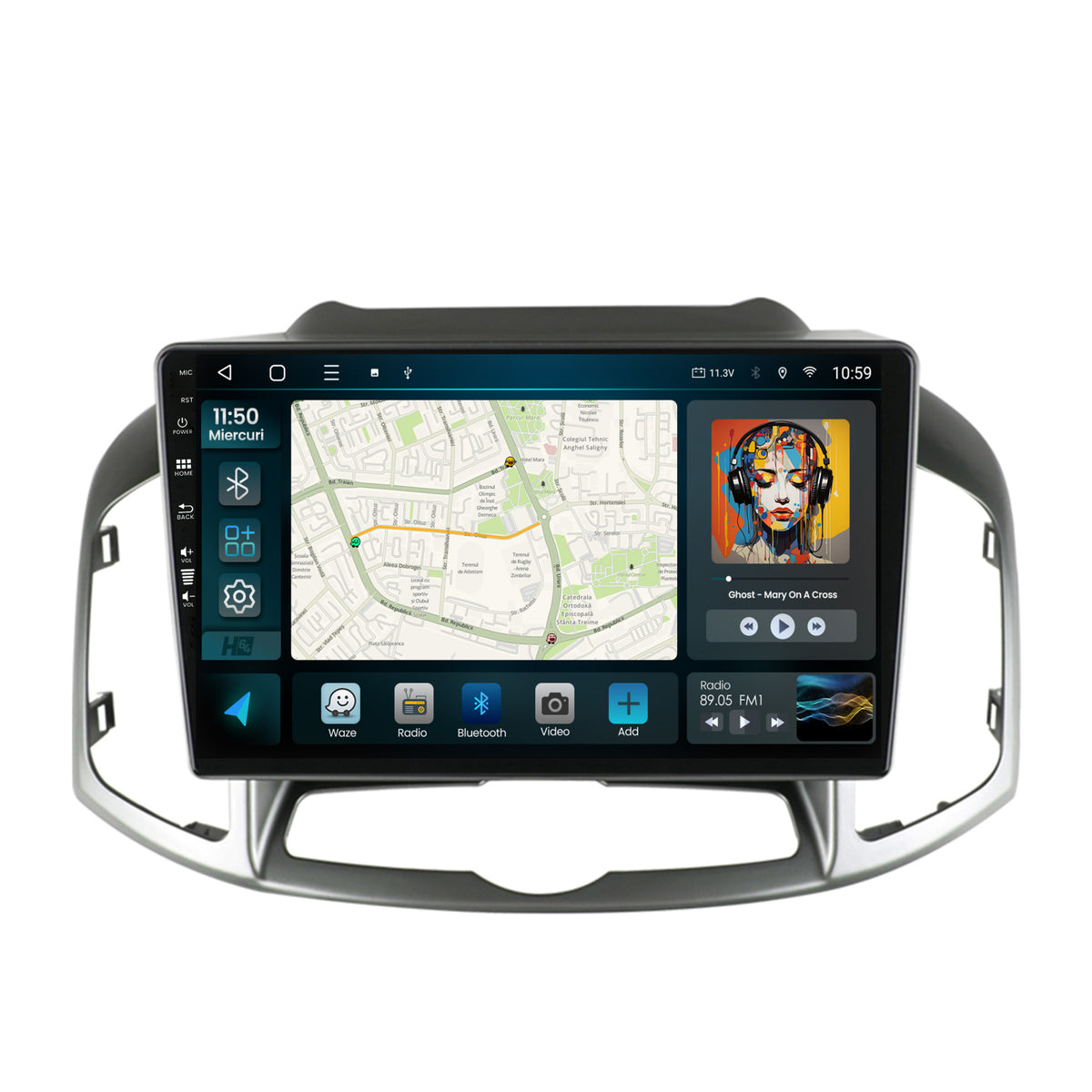 Navigatie HUB64 Chevrolet Captiva (2011-2018), 6GB RAM, Android, Octacore, Slot Sim 4G, DSP, GPS, Wi-FI, Carplay, Android Auto, USB, Bluetooth, Waze, Touchscreen, 10.1 Inch -