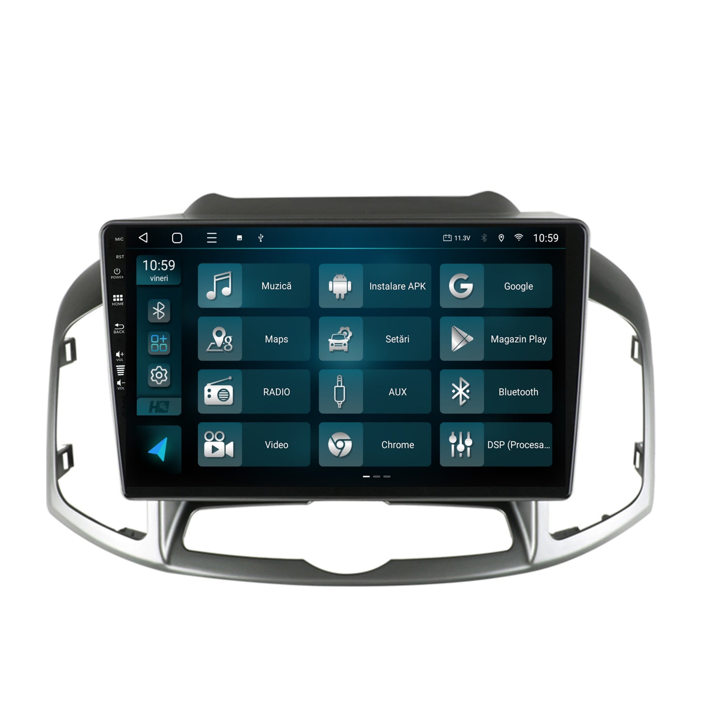 Navigatie HUB64 Chevrolet Captiva (2011-2018), 6GB RAM, Android, Octacore, Slot Sim 4G, DSP, GPS, Wi-FI, Carplay, Android Auto, USB, Bluetooth, Waze, Touchscreen, 10.1 Inch -