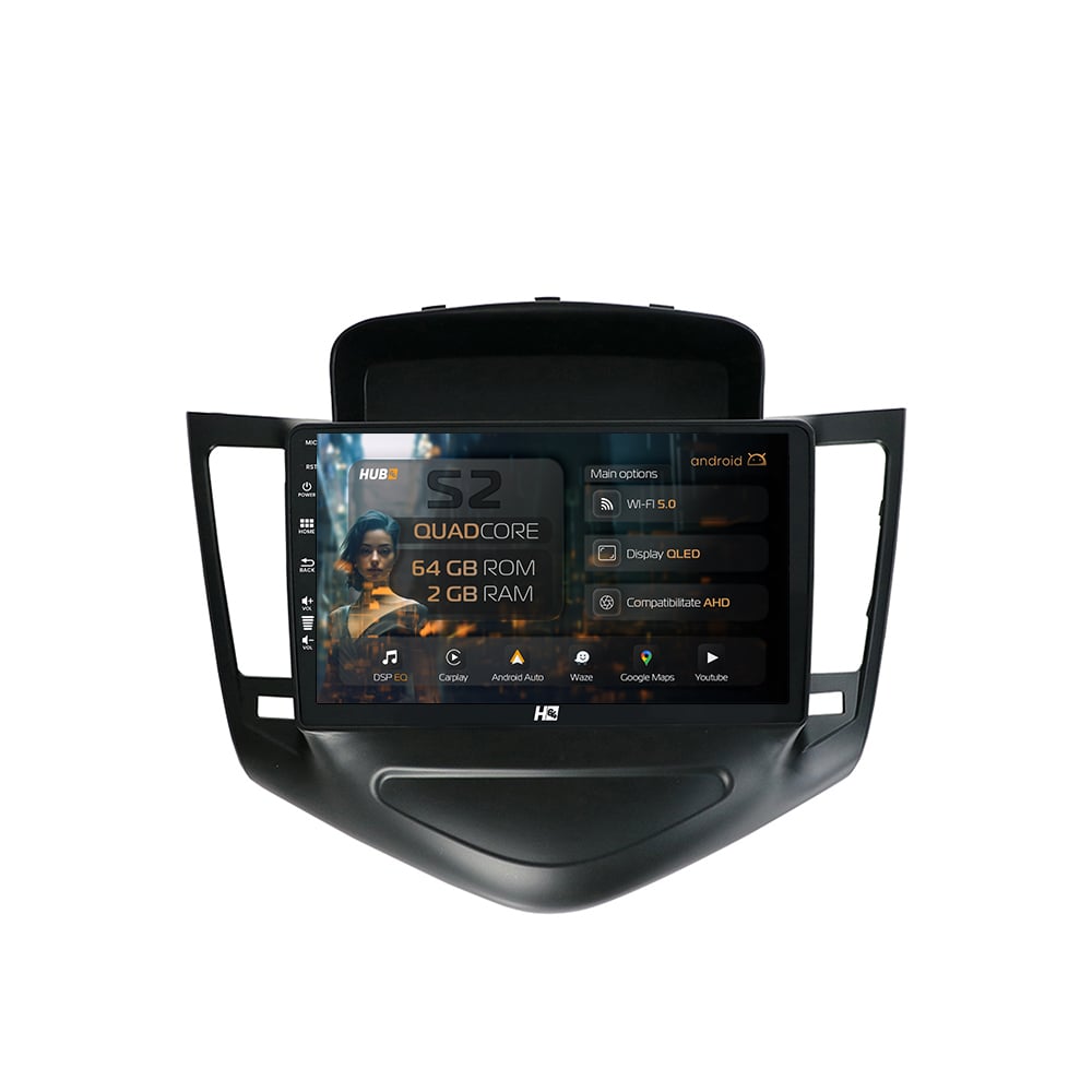 Navigatie HUB64 Chevrolet Cruze (2008-2014), 2GB RAM, Android, GPS, Wi-FI, Carplay, Android Auto, USB, Bluetooth, Radio, Waze, Touchscreen, 9 inch