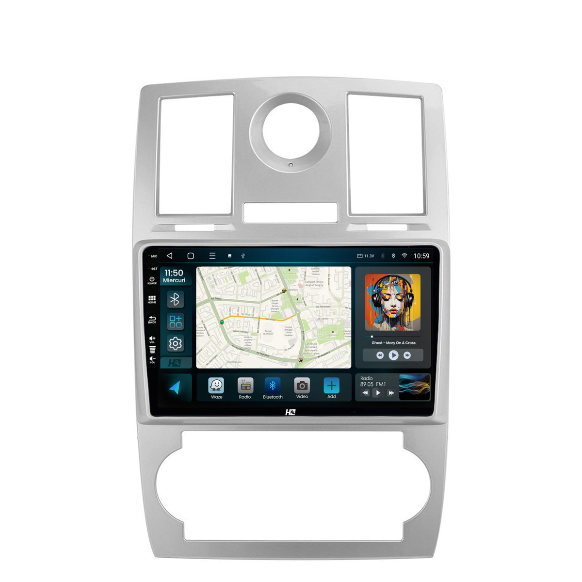 Navigatie HUB64 Chrysler 300C (2004-2011), 8GB RAM, Android, Octacore, Slot Sim 4G, DSP, GPS, Wi-FI, Carplay, Android Auto, USB, Bluetooth, Waze, Touchscreen, 9 Inch