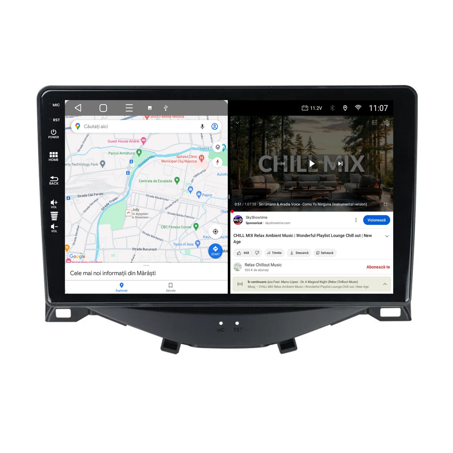 Navigatie HUB64 Citroen C1 / Peugeot 108 / Toyota AYGO (2014-2022),, 4GB RAM, Android, Octacore, Slot Sim 4G, DSP, GPS, Wi-FI, Carplay, Android Auto, USB, Bluetooth, Waze, Touchscreen, 9 inch