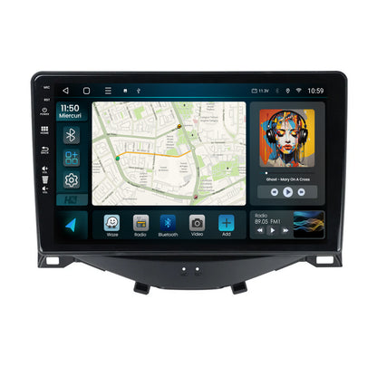 Navigatie HUB64 Citroen C1 / Peugeot 108 / Toyota AYGO (2014-2022),, 4GB RAM, Android, Octacore, Slot Sim 4G, DSP, GPS, Wi-FI, Carplay, Android Auto, USB, Bluetooth, Waze, Touchscreen, 9 inch