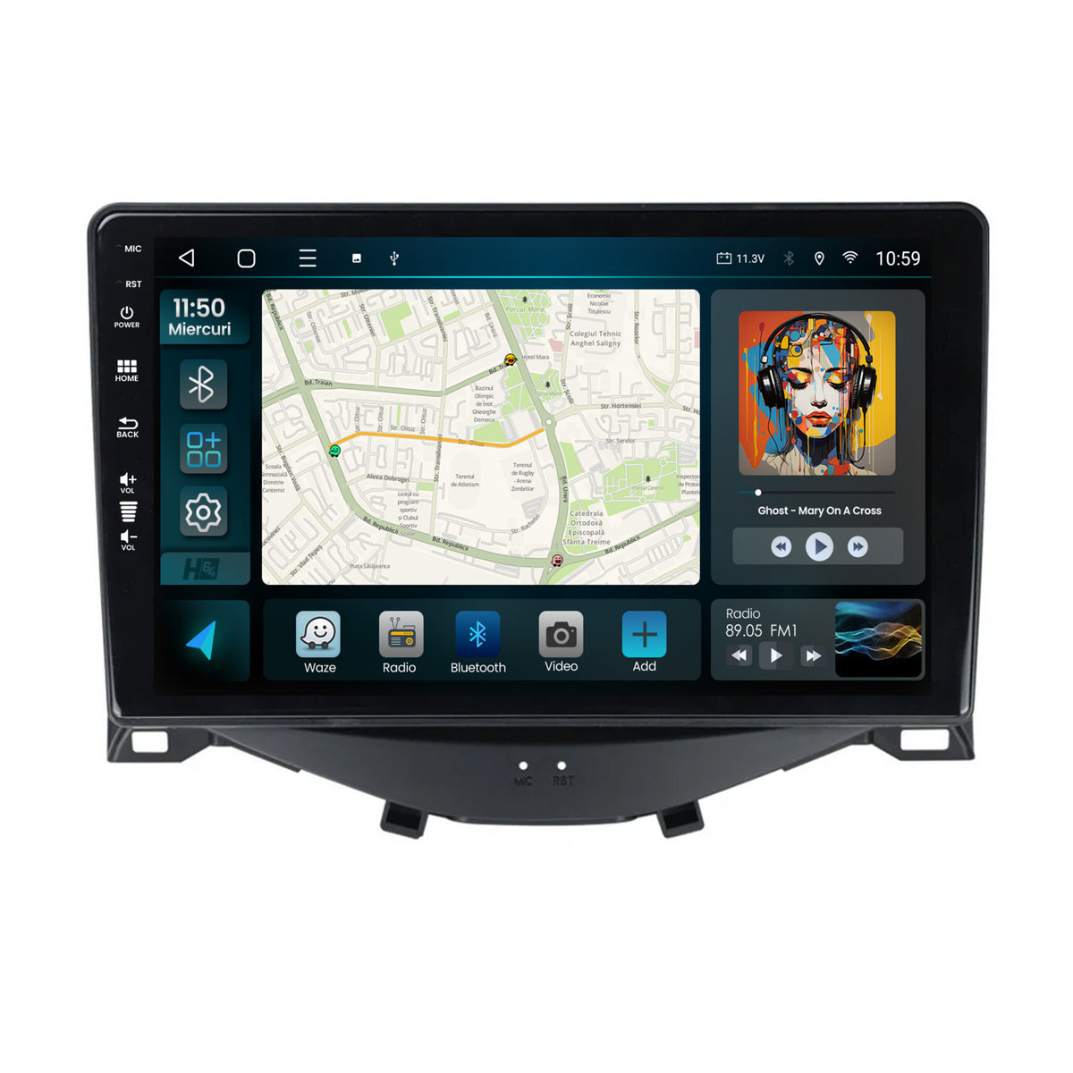 Navigatie HUB64 Citroen C1 / Peugeot 108 / Toyota AYGO (2014-2022), 6GB RAM, Android, Octacore, Slot Sim 4G, DSP, GPS, Wi-FI, Carplay, Android Auto, USB, Bluetooth, Waze, Touchscreen, 9 Inch