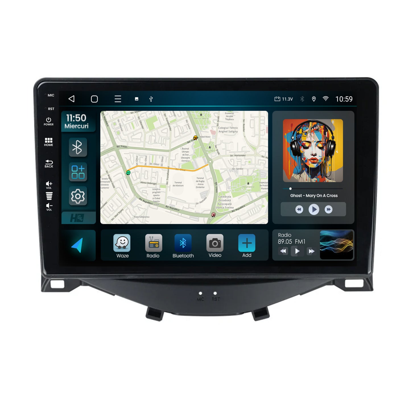 Navigatie HUB64 Citroen C1 / Peugeot 108 / Toyota AYGO (2014-2022), 8GB RAM, Android, Octacore, Slot Sim 4G, DSP, GPS, Wi-FI, Carplay, Android Auto, USB, Bluetooth, Waze, Touchscreen, 9 Inch