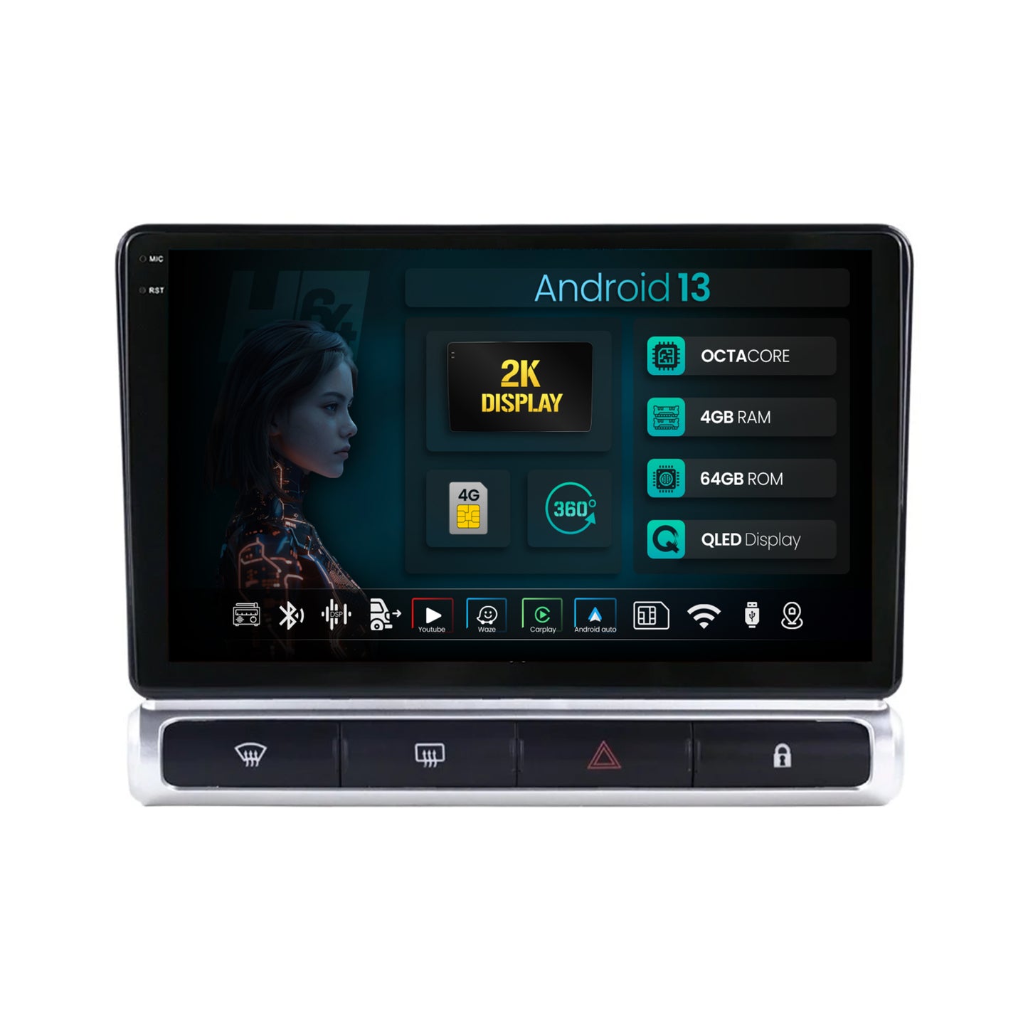 Navigatie HUB64 Citroen C3 (2024+) High-V, 4GB RAM, Android, Octacore, Slot Sim 4G, DSP, GPS, Wi-FI, Carplay, Android Auto, USB, Bluetooth, Waze, Touchscreen, 9 Inch