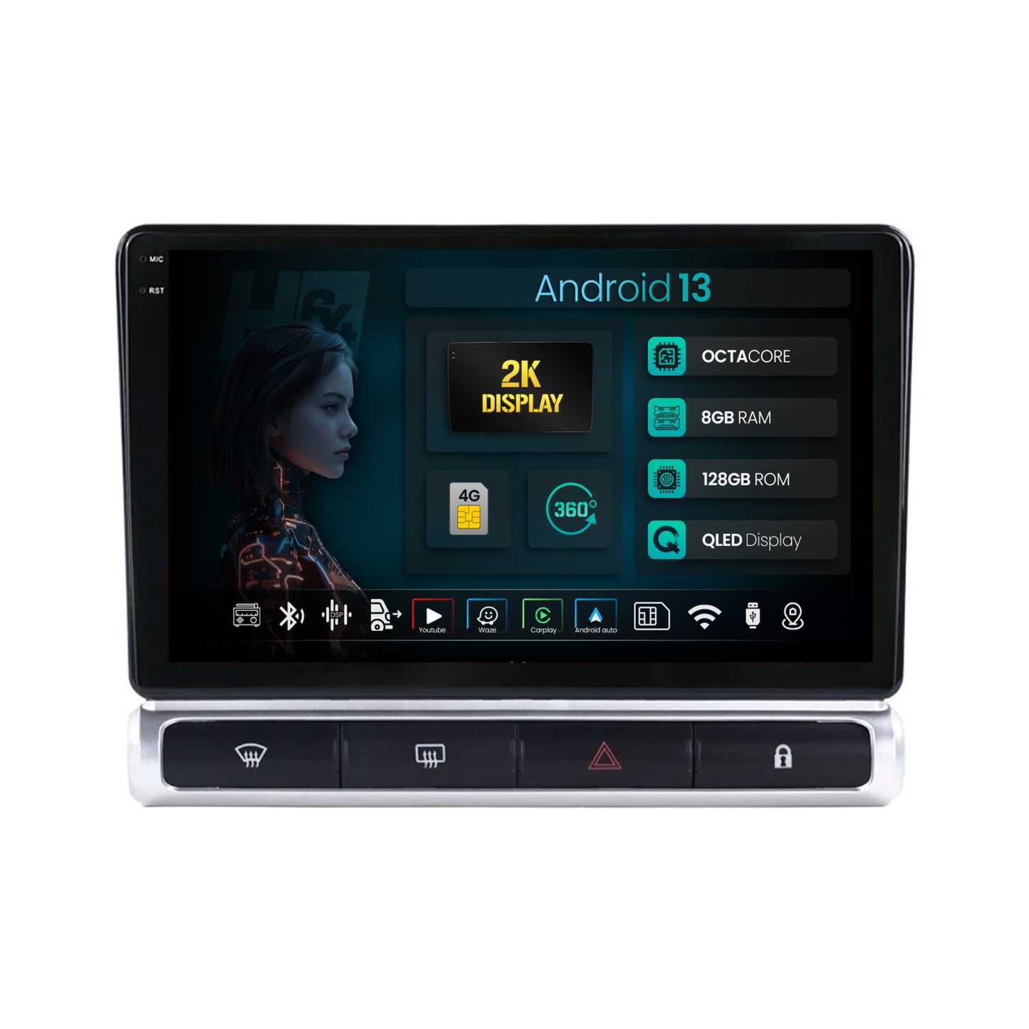 Navigatie HUB64 Citroen C3 (2024+) High-V, 8GB RAM, Android, Octacore, Slot Sim 4G, DSP, GPS, Wi-FI, Carplay, Android Auto, USB, Bluetooth, Waze, Touchscreen, 9 Inch