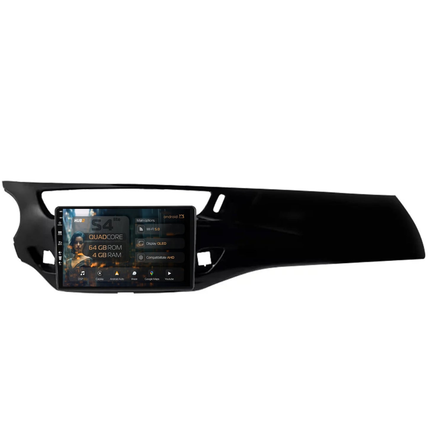 Navigatie HUB64 Citroen C3 II (2009-2016), 4GB RAM, Android, Quadcore, DSP, GPS, Wi-FI, Carplay, Android Auto, USB, Bluetooth, Waze, Touchscreen, 9 inch