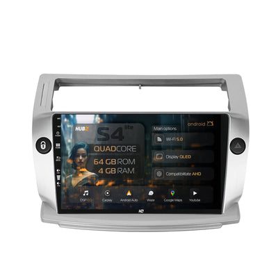 Navigatie HUB64 Citroen C4 (2004-2014), 4GB RAM, Android, Quadcore, DSP, GPS, Wi-FI, Carplay, Android Auto, USB, Bluetooth, Waze, Touchscreen, 9 inch