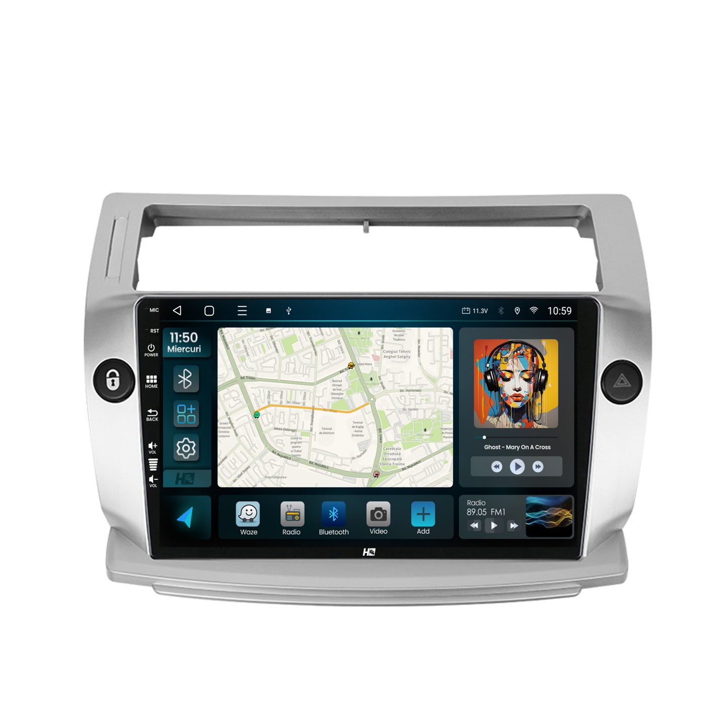 Navigatie HUB64 Citroen C4 (2004-2014), 8GB RAM, Android, Octacore, Slot Sim 4G, DSP, GPS, Wi-FI, Carplay, Android Auto, USB, Bluetooth, Waze, Touchscreen, 9 Inch