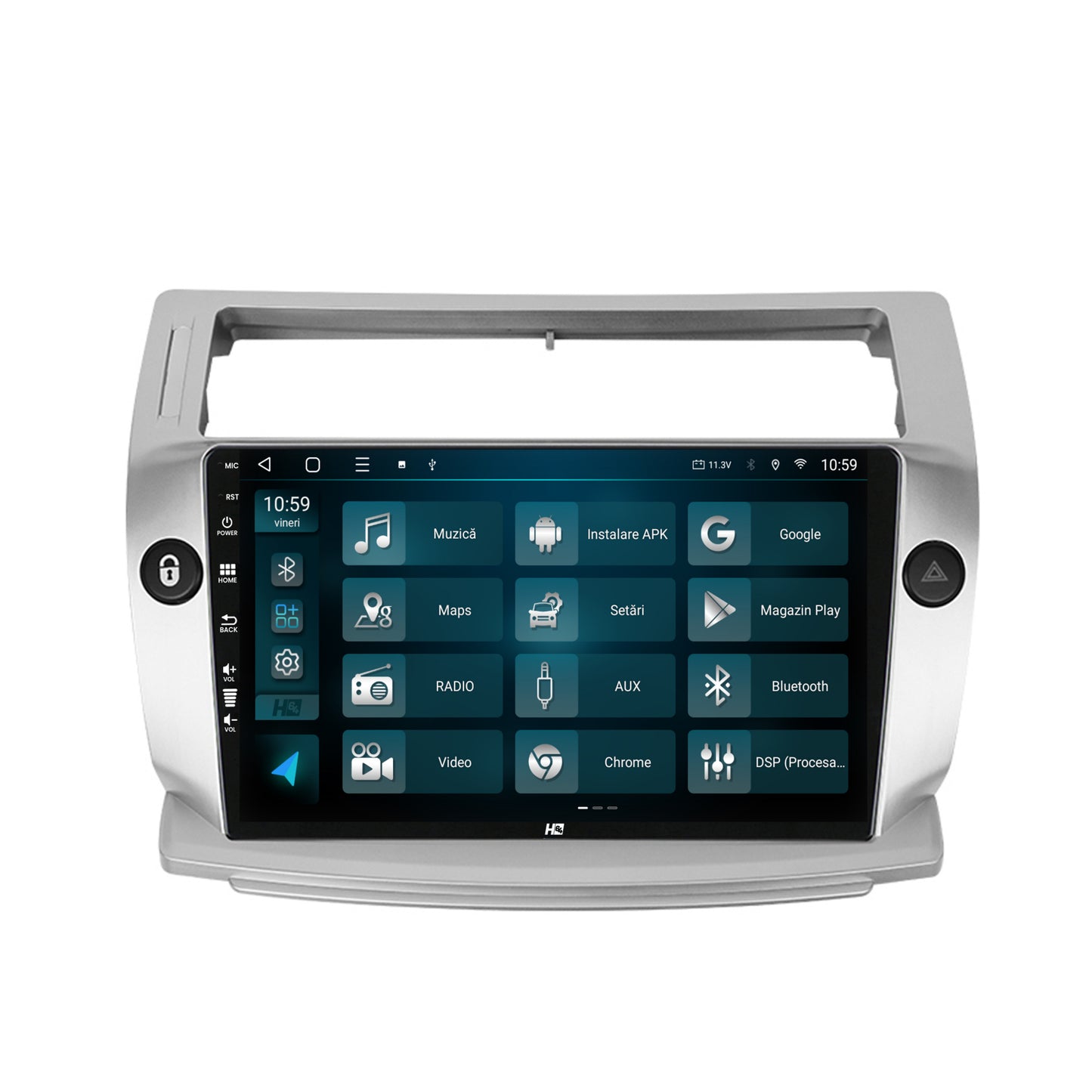 Navigatie HUB64 Citroen C4 (2004-2014), 8GB RAM, Android, Octacore, Slot Sim 4G, DSP, GPS, Wi-FI, Carplay, Android Auto, USB, Bluetooth, Waze, Touchscreen, 9 Inch