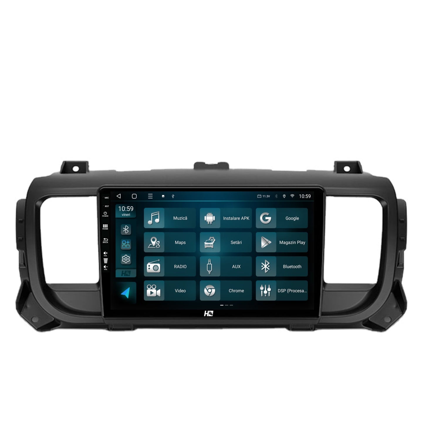 Navigatie HUB64 Citroen Jumpy / Peugeot Expert (2017-2021), 4GB RAM, Android, Quadcore, DSP, GPS, Wi-FI, Carplay, Android Auto, USB, Bluetooth, Waze, Touchscreen, 9 inch