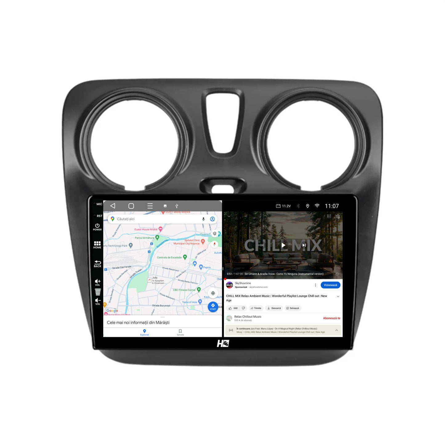 Navigatie HUB64 Dacia Dokker / Lodgy, 8GB RAM, Android, Octacore, Slot Sim 4G, DSP, GPS, Wi-FI, Carplay, Android Auto, USB, Bluetooth, Waze, Touchscreen, 9 Inch