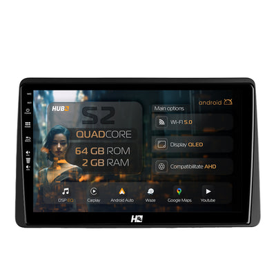 Navigatie HUB64 Dacia Duster (2018-2021), 2GB RAM, Android, GPS, Wi-FI, Carplay, Android Auto, USB, Bluetooth, Radio, Waze, Touchscreen, 10.1 inch