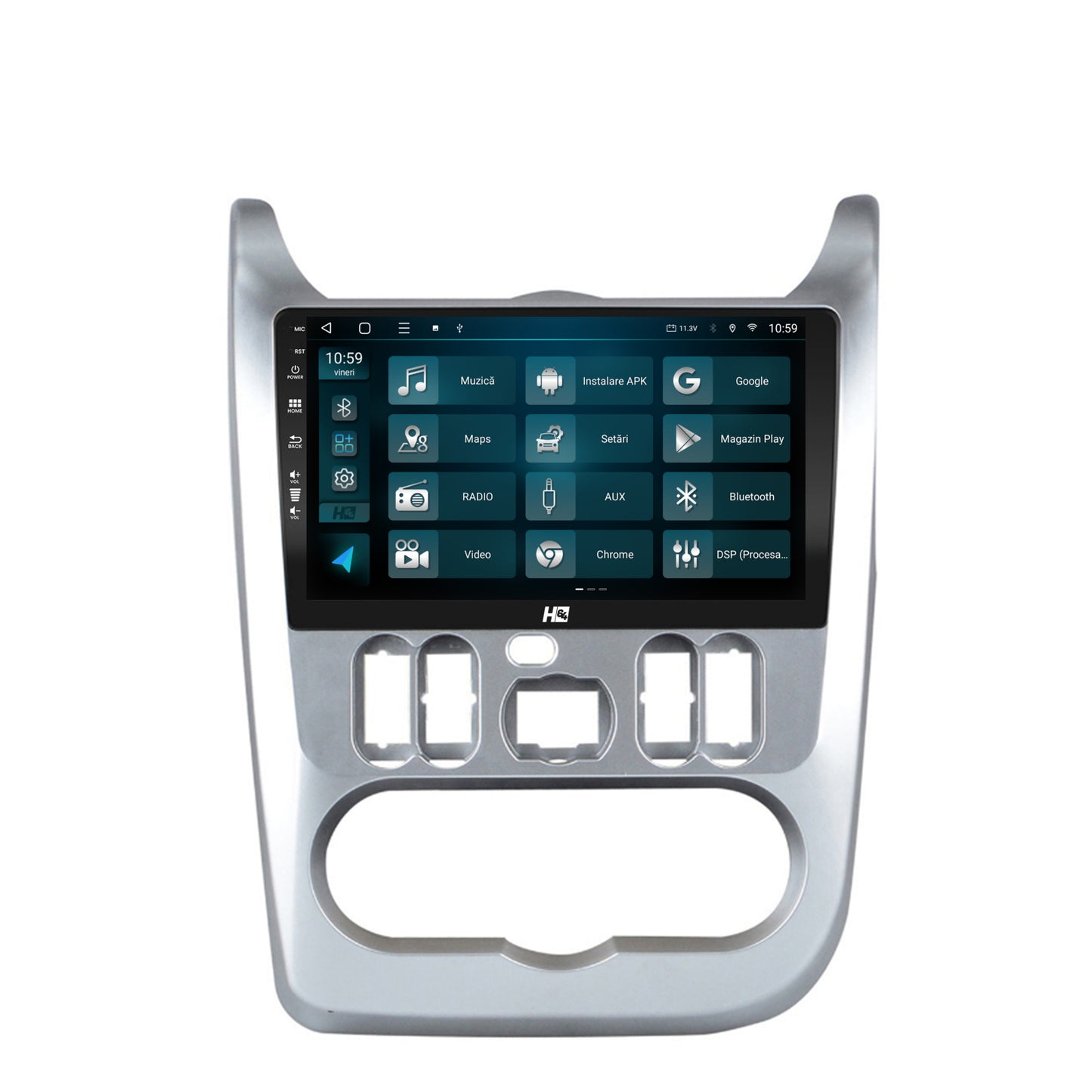 Navigatie HUB64 Dacia Logan / Duster / Sandero (2009-2015), 4GB RAM, Android, Octacore, Slot Sim 4G, DSP, GPS, Wi-FI, Carplay, Android Auto, USB, Bluetooth, Waze, Touchscreen, 9 inch