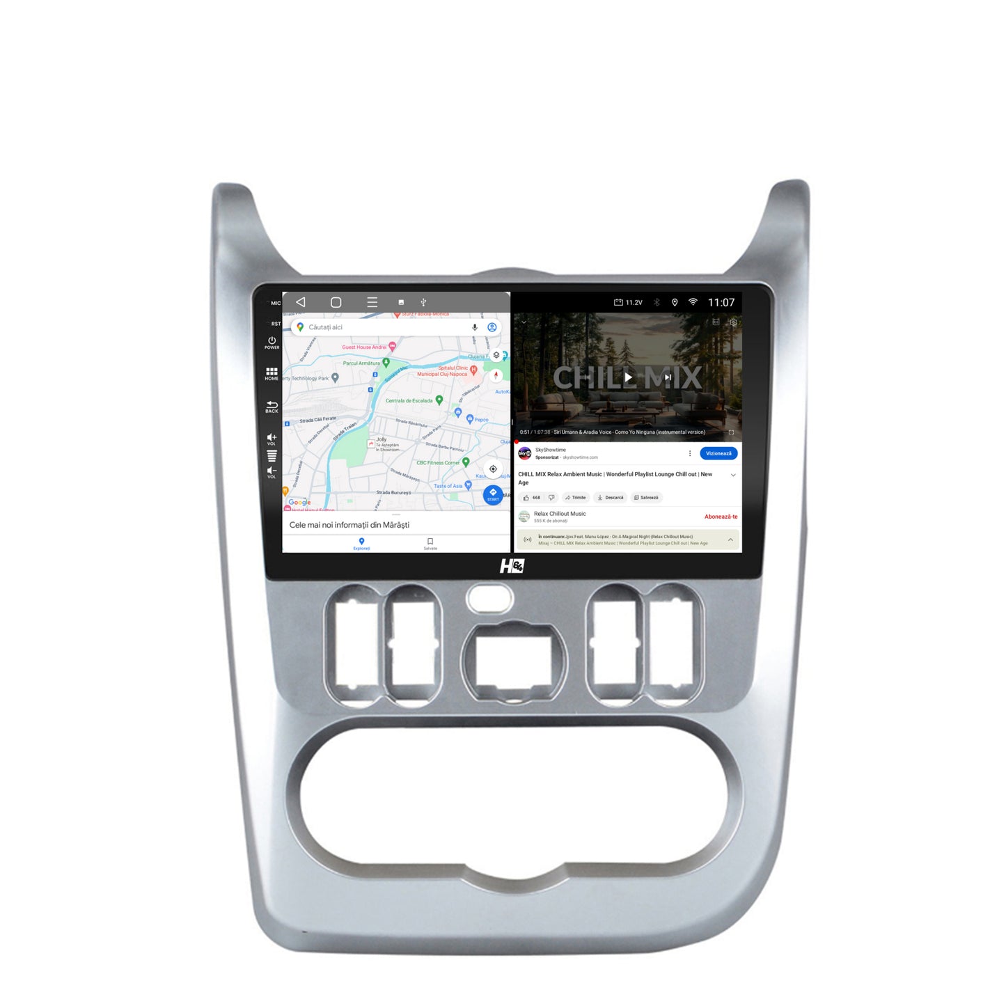 Navigatie HUB64 Dacia Logan / Duster / Sandero (2009-2015), 4GB RAM, Android, Quadcore, DSP, GPS, Wi-FI, Carplay, Android Auto, USB, Bluetooth, Waze, Touchscreen, 9 inch