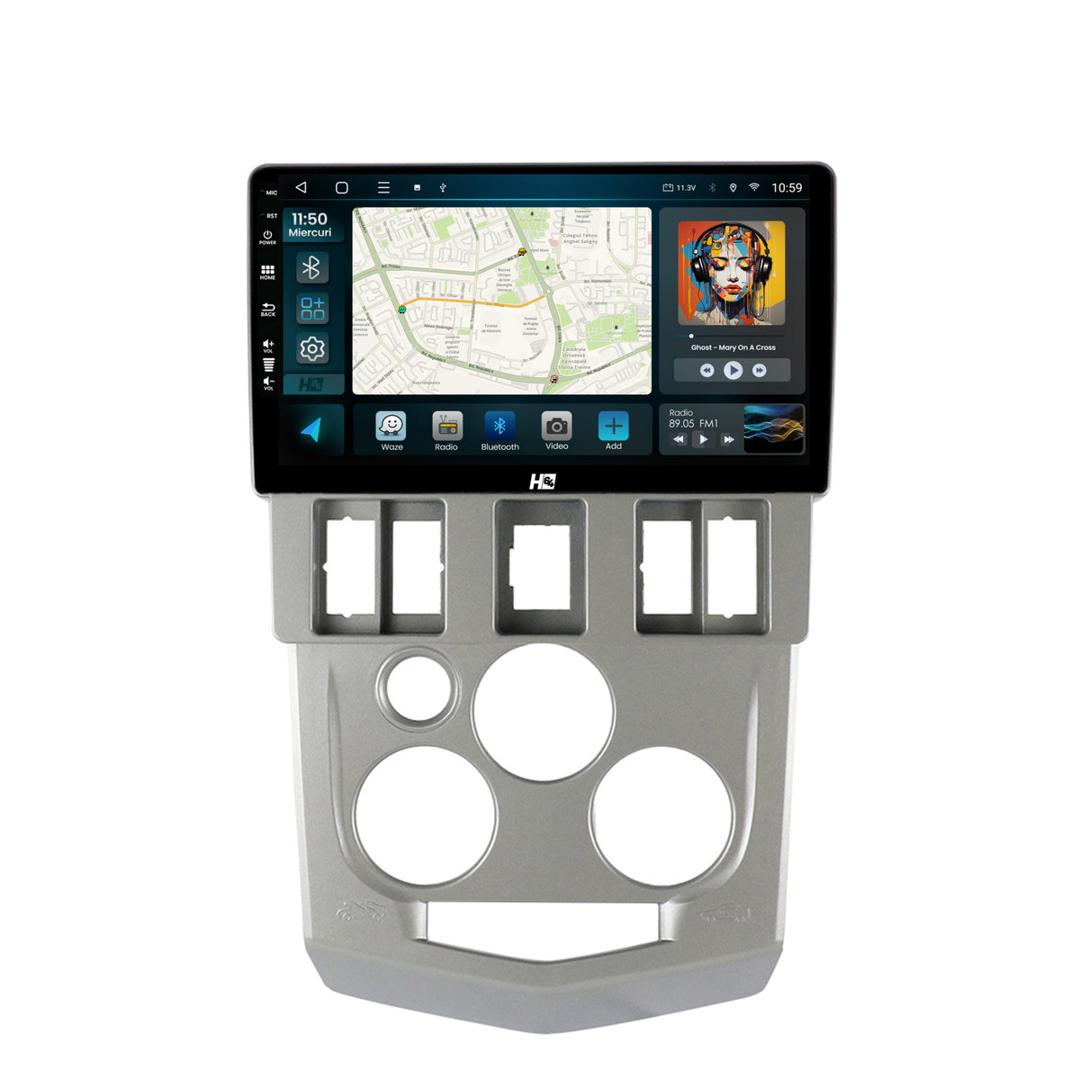 Navigatie HUB64 Dacia Logan PH1 (2004-2009), 8GB RAM, Android, Octacore, Slot Sim 4G, DSP, GPS, Wi-FI, Carplay, Android Auto, USB, Bluetooth, Waze, Touchscreen, 9 Inch