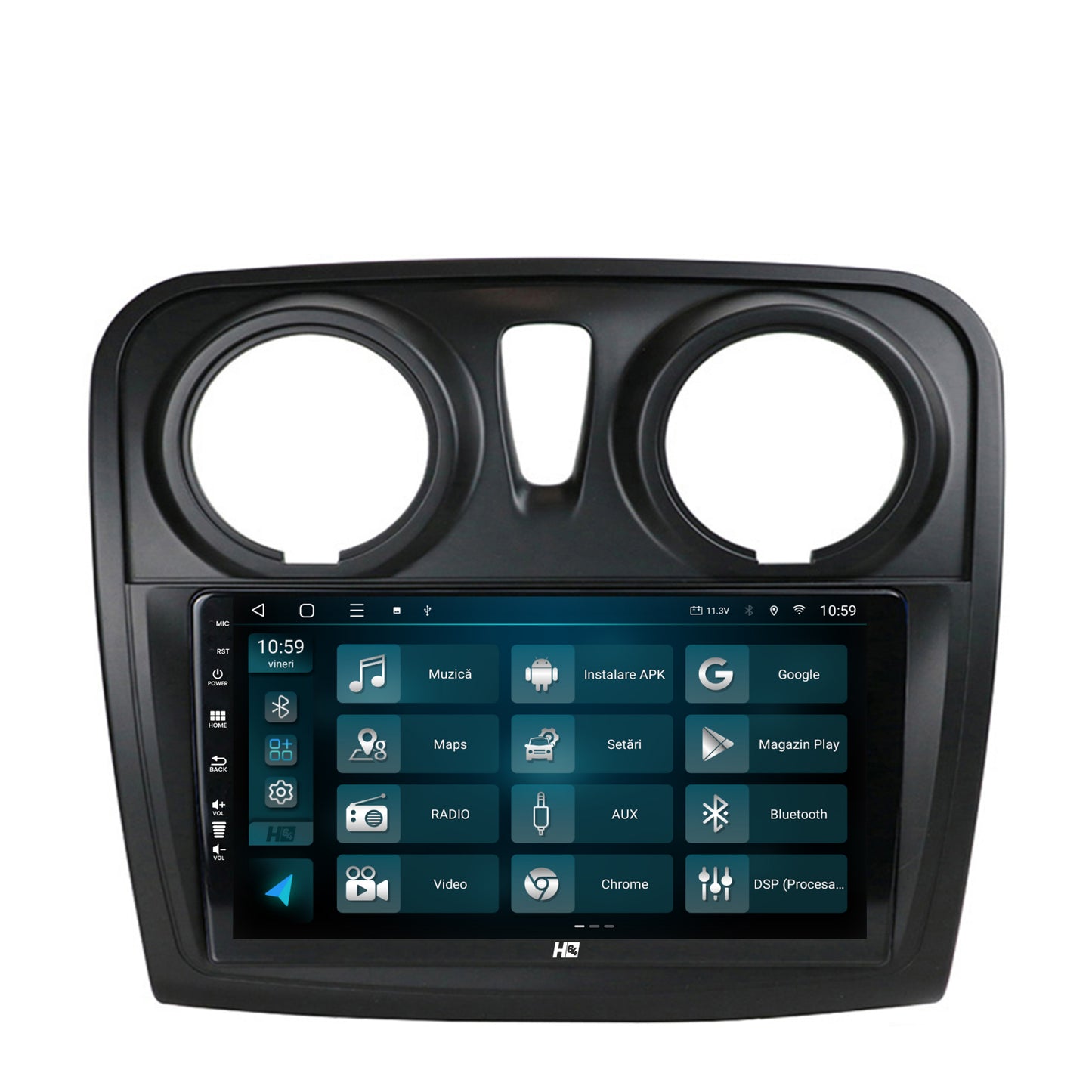 Navigatie HUB64 Dacia Logan / Sandero, 2GB RAM, Android, GPS, Wi-FI, Carplay, Android Auto, USB, Bluetooth, Radio, Waze, Touchscreen, 9 inch