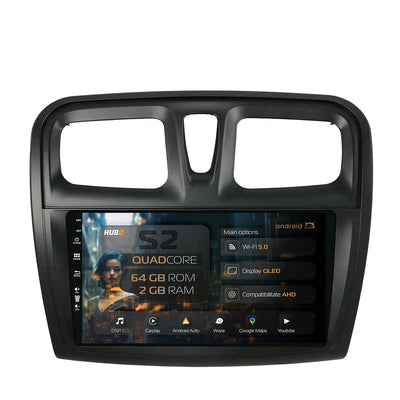 Navigatie HUB64 Dacia Logan / Sandero, 2GB RAM, Android, GPS, Wi-FI, Carplay, Android Auto, USB, Bluetooth, Radio, Waze, Touchscreen, 9 inch