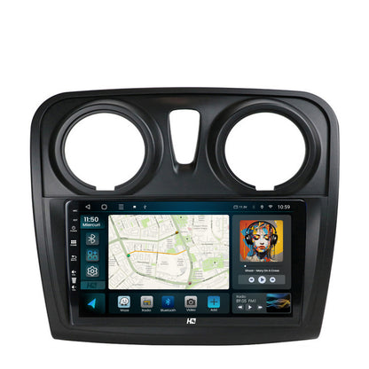 Navigatie HUB64 Dacia Logan / Sandero, 4GB RAM, Android, Quadcore, DSP, GPS, Wi-FI, Carplay, Android Auto, USB, Bluetooth, Waze, Touchscreen, 9 inch