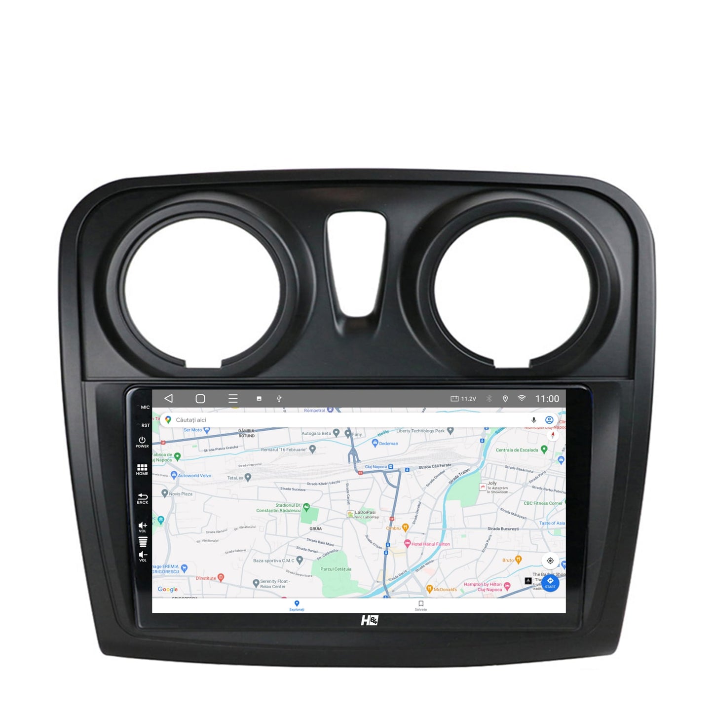Navigatie HUB64 Dacia Logan / Sandero, 4GB RAM, Android, Quadcore, DSP, GPS, Wi-FI, Carplay, Android Auto, USB, Bluetooth, Waze, Touchscreen, 9 inch