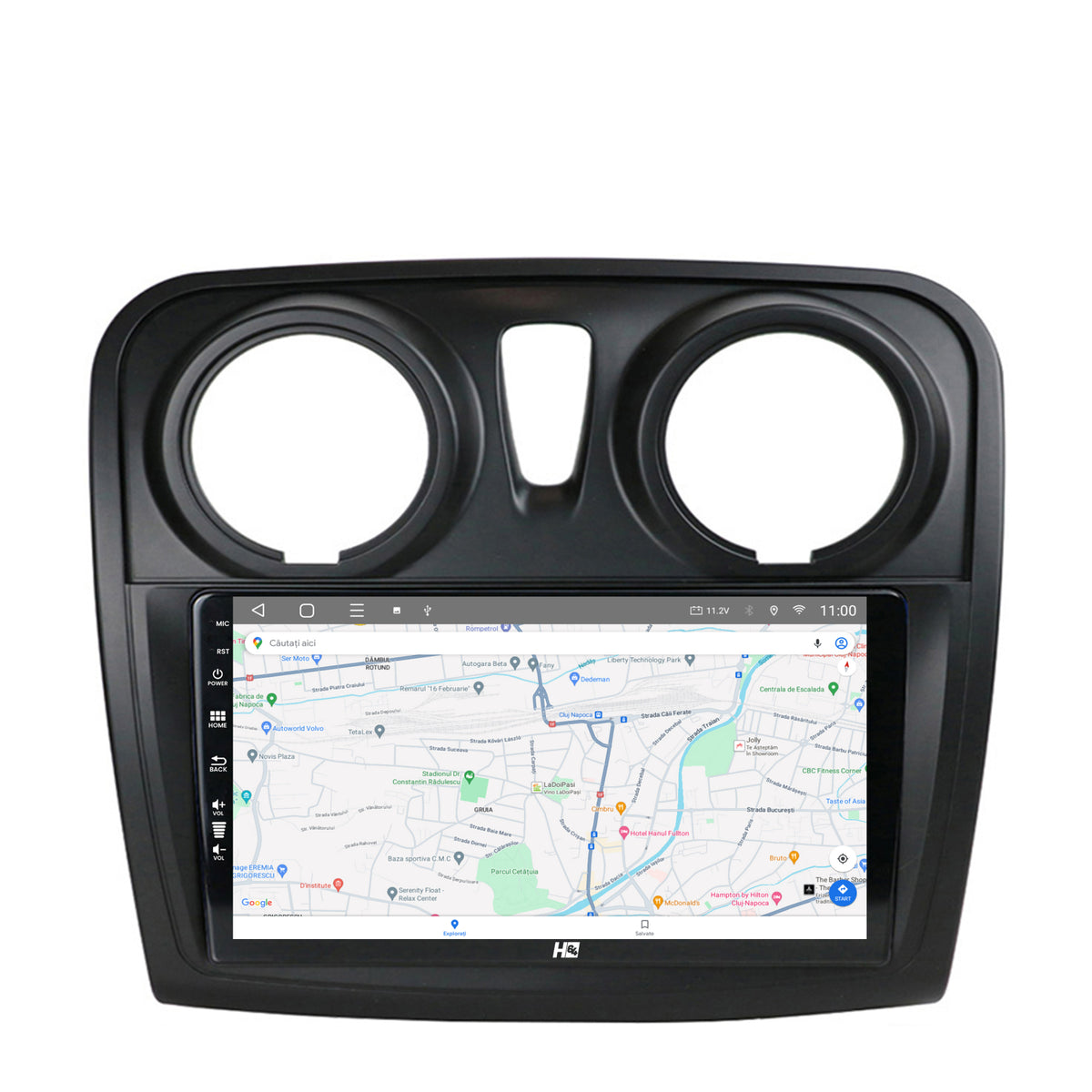 Navigatie HUB64 Dacia Logan / Sandero, 4GB RAM, Android, Quadcore, DSP, GPS, Wi-FI, Carplay, Android Auto, USB, Bluetooth, Waze, Touchscreen, 9 inch