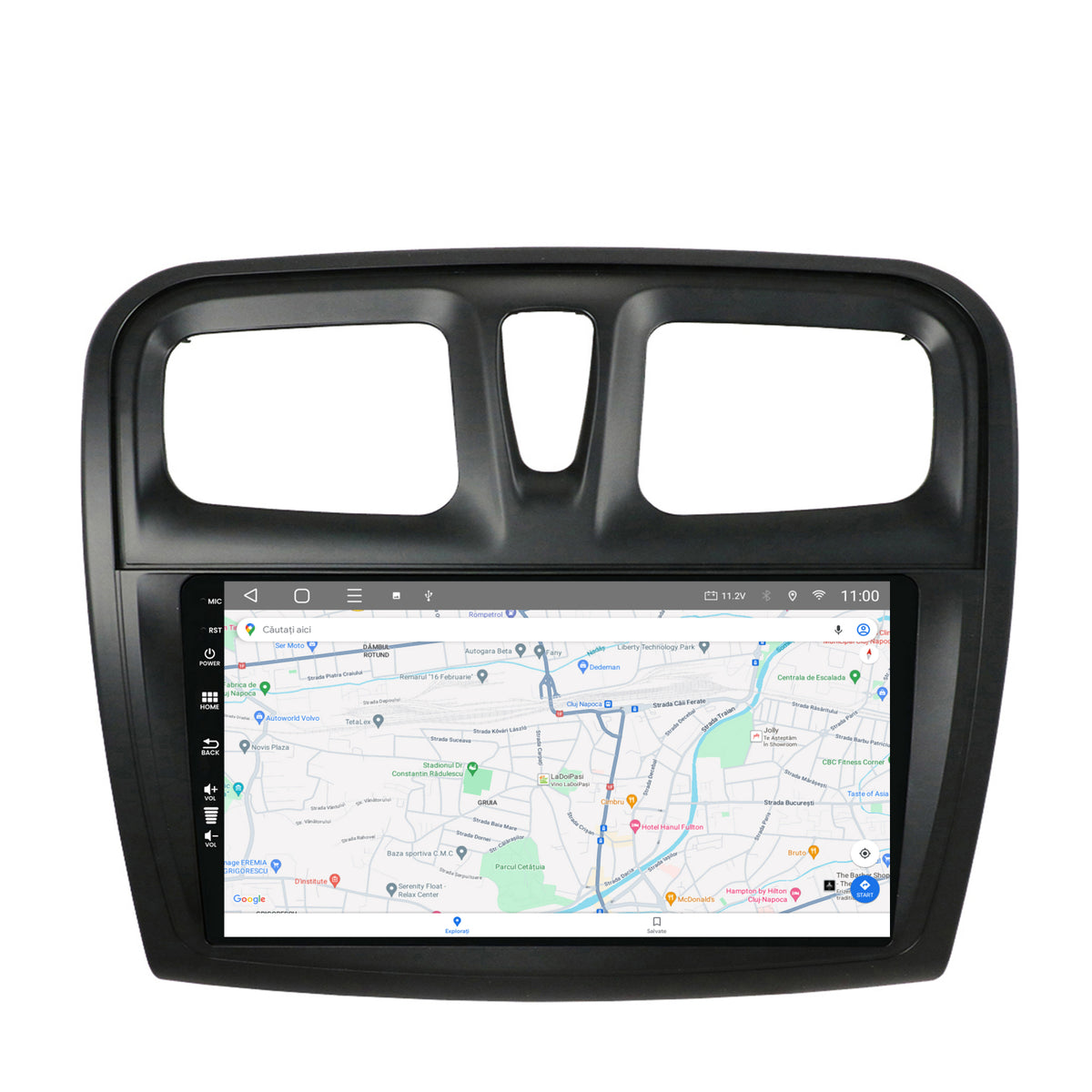 Navigatie HUB64 Dacia Logan / Sandero, 4GB RAM, Android, Quadcore, DSP, GPS, Wi-FI, Carplay, Android Auto, USB, Bluetooth, Waze, Touchscreen, 9 inch