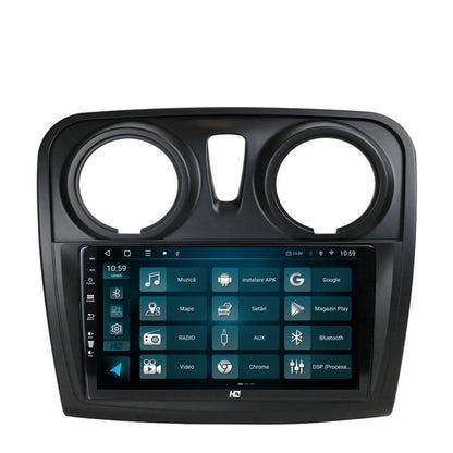 Navigatie HUB64 Dacia Logan / Sandero, 4GB RAM, Android, Quadcore, DSP, GPS, Wi-FI, Carplay, Android Auto, USB, Bluetooth, Waze, Touchscreen, 9 inch