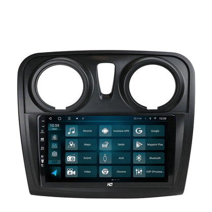 Navigatie HUB64 Dacia Logan / Sandero, 4GB RAM, Android, Quadcore, DSP, GPS, Wi-FI, Carplay, Android Auto, USB, Bluetooth, Waze, Touchscreen, 9 inch