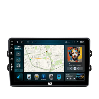 Navigatie HUB64 Dacia/Renault, 4GB RAM, Android, Quadcore, DSP, GPS, Wi-FI, Carplay, Android Auto, USB, Bluetooth, Waze, Touchscreen, 9 inch