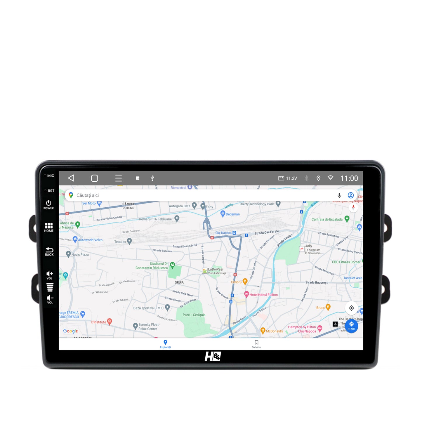 Navigatie HUB64 Dacia/Renault, 4GB RAM, Android, Quadcore, DSP, GPS, Wi-FI, Carplay, Android Auto, USB, Bluetooth, Waze, Touchscreen, 9 inch