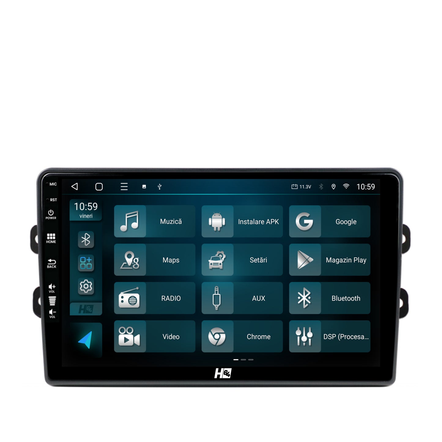Navigatie HUB64 Dacia/Renault, 6GB RAM, Android, Octacore, Slot Sim 4G, DSP, GPS, Wi-FI, Carplay, Android Auto, USB, Bluetooth, Waze, Touchscreen, 9 Inch